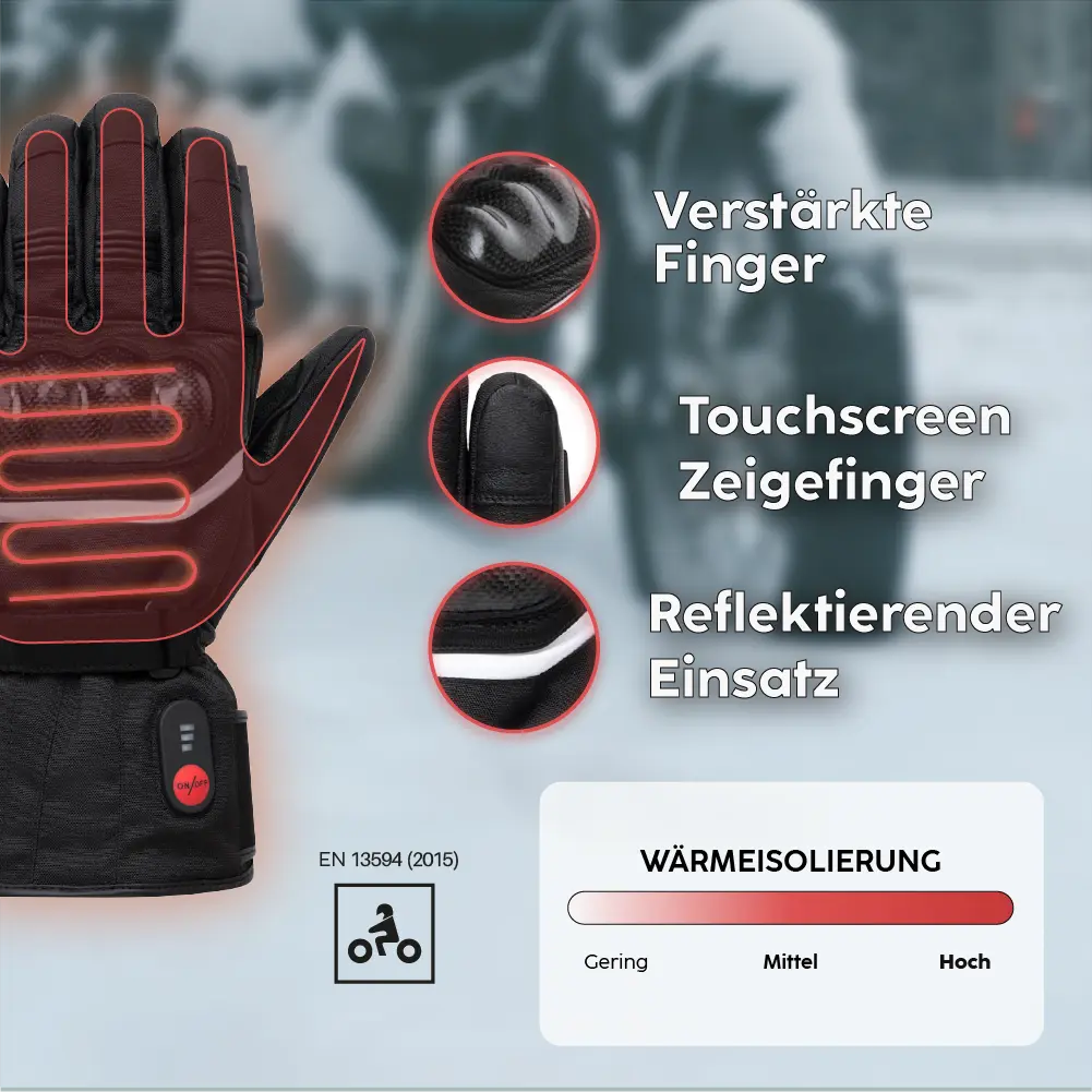 Gants moto chauffants RIDER - Image 3